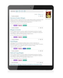 clinicalkey allergy & immunology screenshot